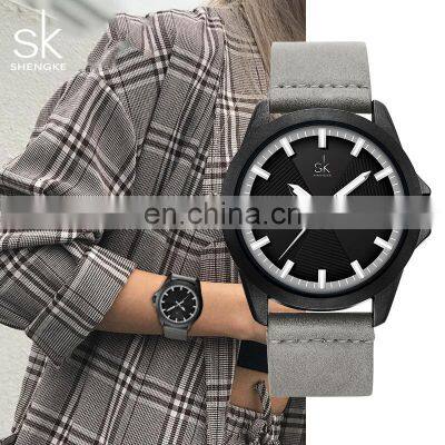 SHENGKE Unisex Business Watches K0120G Luminous Pointer Watch PU Leather Quartz Sports Wristwatches  Relogio masculino