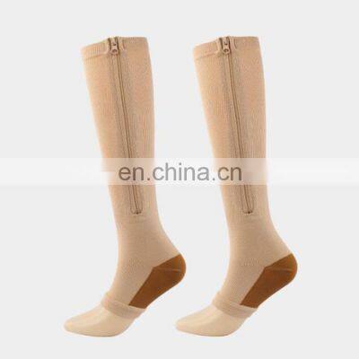 Women and Men 20-30mmhg Athletic Toeless Toe Open footless Socks Zip Medical Compression Zipper Copper Socks