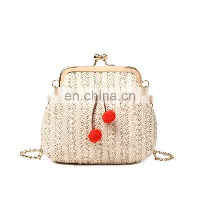 Hot Selling Cheap Straw Clutch Bag with Leather Metal Vintage Cute WHolesale in Bulk Vietnam Manufacturer