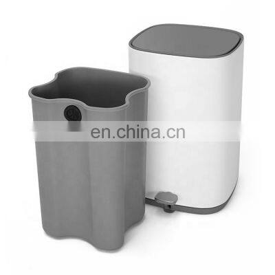 10L Stainless Steel Step Bin Square Shape Foot Pedal Dustbins Trash Can