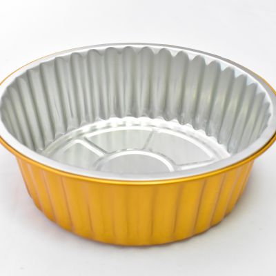 Round Disposable Gold Foil Bowl High-End Takeout Box Smooth Wall Aluminum Foil Container