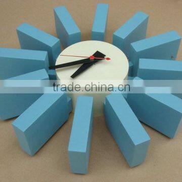 Popularoriginal Quality Design Blue Wood Block Wall Clock photo-5