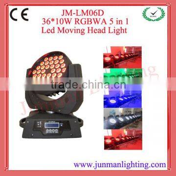 36*15W RGBWA 5 in 1 Led Moving Head Wash Light Moving Head Light DJ Light Stage Light