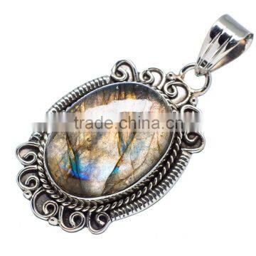 925 SOLID STERLING FINE SILVER Fabulous LABRADORITE PENDANT