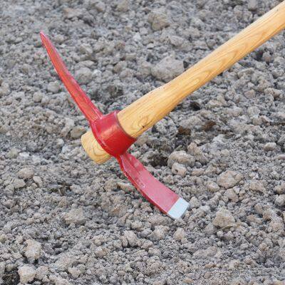Heavy Duty Rail Steel Pick Axe Mattock Tool for Mining Digging Soil and Construction Work With Wooden Handle photo-2