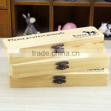 Vintage empty wooden pencil vase/pencil box with lock wholesale