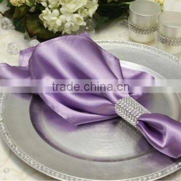 Polyester satin table napkin with ring for wedding, victorian color