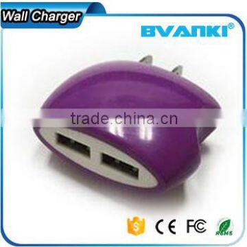 2016 new premium Manufacturers OEM ODM UL FCC CE GS SAA approved USA Plug 5V 1A Dual USB Home Charger for Mobile Phones