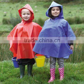 Bright Fashion Colors Waterproof Durable Kids Plastic Poncho