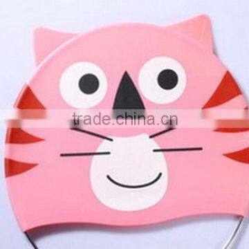 the cartoon cat kids swimming caps