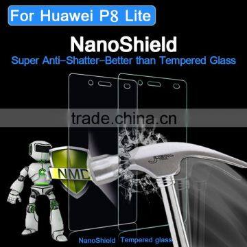 Superstrong 6-7H hardness nano screen protector for Huawei P8 Lite anti shock screen shield