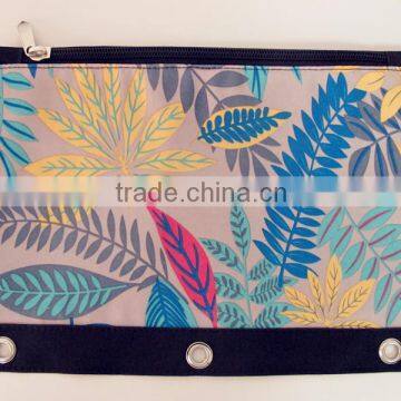 Osini hot design cutom flower printed fabrics 3-ring binder non-woven fabric zipper pencil pouch for girls & students
