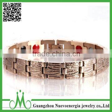 Wholesale stainless steel rose gold Energy Health Magnetic Bracelet 4in1 bracelet