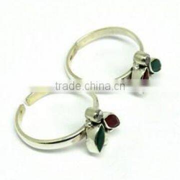 Silver Prince !! Multi Stone 925 Sterling Silver Toe Rings, Indian Fashion Silver Jewelry, Gemstone Toe Rings photo-4