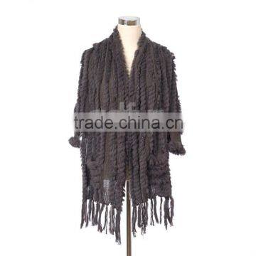 QD2097 Rabbit Fur Shawl WIth Sleeve Women