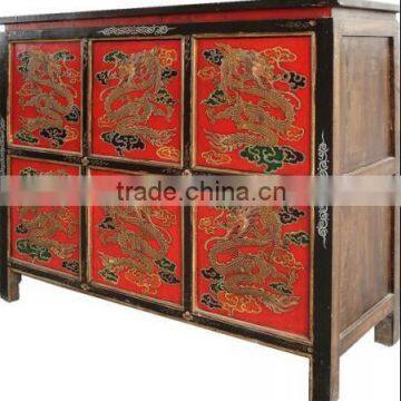 Antique Tibetan Cabinet with 4 Doors Lwb930