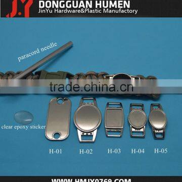 Jinyu wholesale dog tag/custom logo paracord bracelet metal tags/shoelace charms