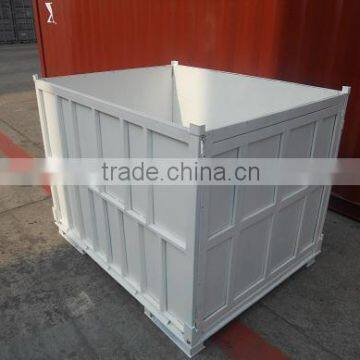 folding stackable solid steel container