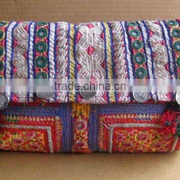 Banjara Clutch bag Vintage Fabric and coins clutch bag