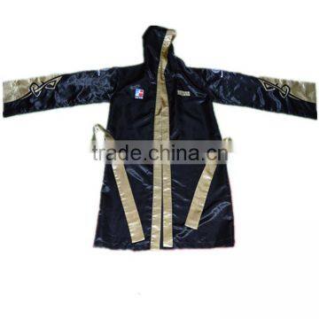 Long length satin boxing robes with hood