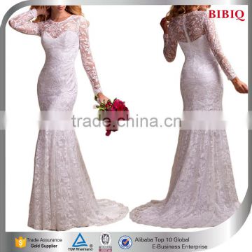 mengda cheap wedding dresses 2016 long sleeve muslim evening dress ivory sexy white tight dress