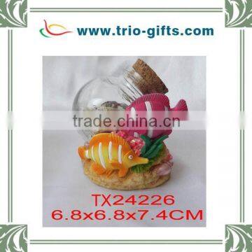 Glass ball with snow double fish for decorative