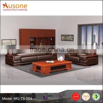 Classic wood frame leather office sofa,meeting room sofa in Guangzhou