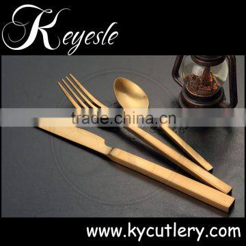 gold colored flatware,gold cutlery set,Champagne gold plated flatware