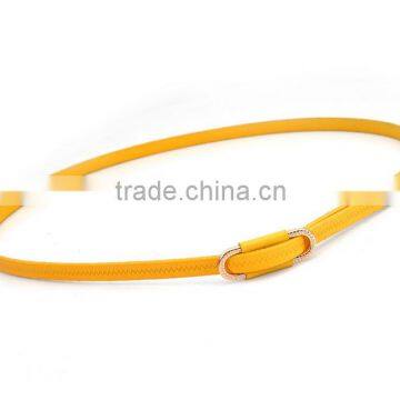 Fashion PU Belt With Stone Attached Buckle in 1cm Width photo-2