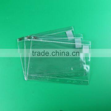 clear slider zipper bag with punched hole, zip lock folder, PVC pencil case for stationery