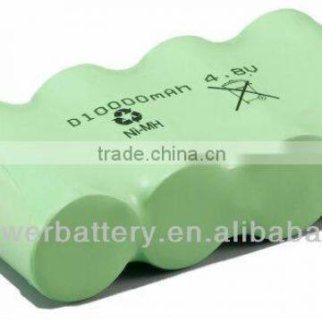 4.8V 10000 mAh D NiMH battery pack for lighting and industrial