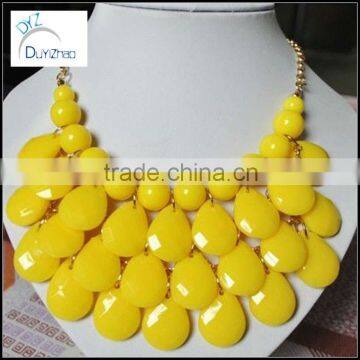 Bubble Chain Bib yellow bead Statement Necklace