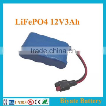 Energy Storage Batteries lifepo4 battery OEM service 12v3Ah pack with 26650 cells