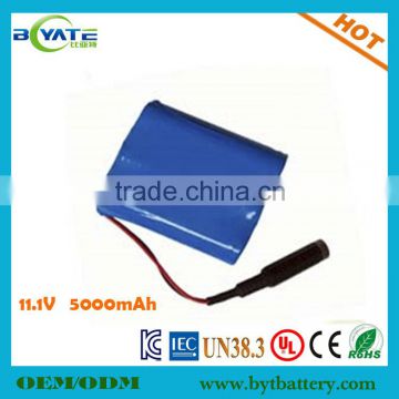 hot selling rechargeable cylindricial Lithium Li ion 5000mah 11.1V DVD battery