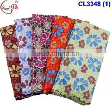 CL3348 Top quality 100% thick cotton lace,swiss voile lace fabric for ladies dress