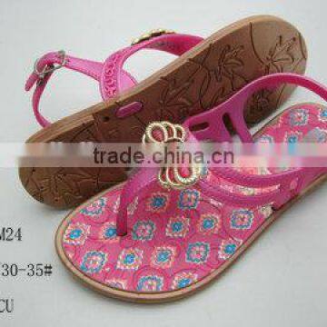 Hot Design and Best Price PCU Women Sandals with Flower for Summer 2014