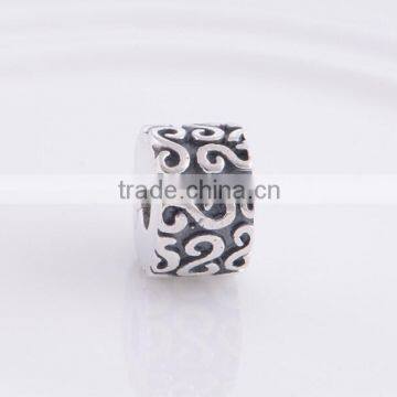 European style Tube sterling silver clip beads