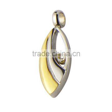 Custom Stainless Steel Charm Pendant with Yellow Gold Plating One Stone Inlaid