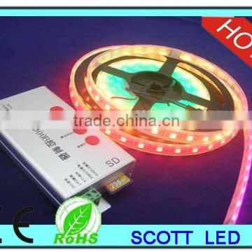 ws2811 led strip magic dream color;60leds/m;4m/roll;DC5V input;White PCB;waterproof silicon tube IP67