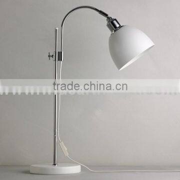 UL Listed Chrome Finish White Marble Base And Iron Reading Lamp With Switch On Wire And Metal Shade T30073