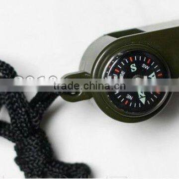 3-in-1 Whistle compass and 2-scale thermometer