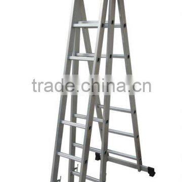 EN131-approved household folding aluminium extension ladder 3*7 steps