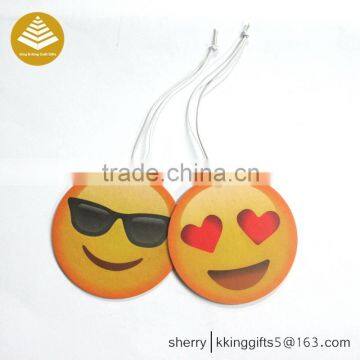 Emoji smile face car air freshener hanging oem paper air freshener with own logo