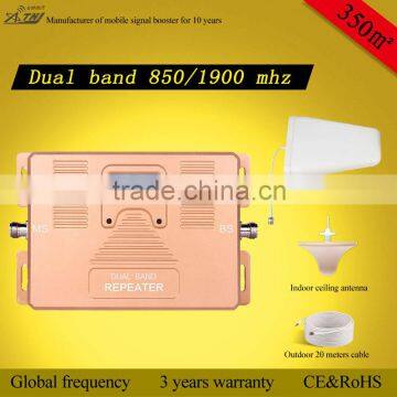 Top Quality Real smart dual band 850/1900mhz 2G&3G mobile signal repeater signal amplifier booster