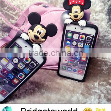 2015 Newest Hot 3D Cute Soft Silicone Rubber Cartoon Minnie Micky Back Case Cover For iphone 6 /6S/ 6 plus /6s plus