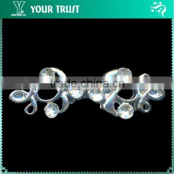 4MM Clear Crystal Rhinestone Garment Clothing Rhodium Metal Pair Buckle