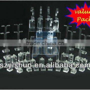 Clear Acrylic Jewelry Display Stand Set for Earrings Rings Bangle Watch Riser