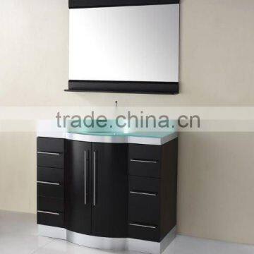 floor-mounted wood bathroom mirror vanity cabinet