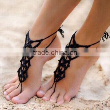 Handmade Women Crochet Infinity Barefoot Sandals Foot Jewelry Anklet Bracelet