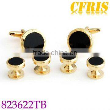 Custom fashionable agate gold plated cufflink and studs set